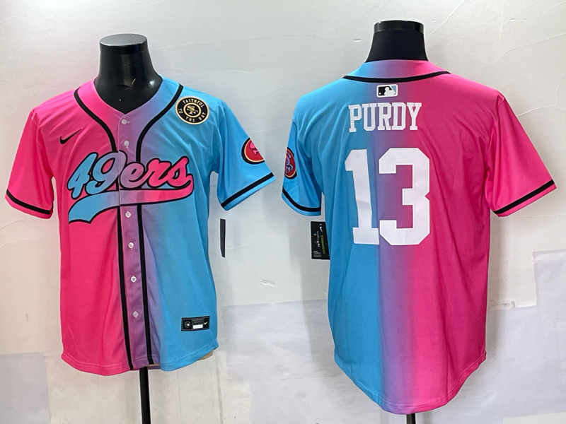 Men San Francisco 49ers #13 Purdy Blue pink Nike Limited NFL 2025 Jersey 001